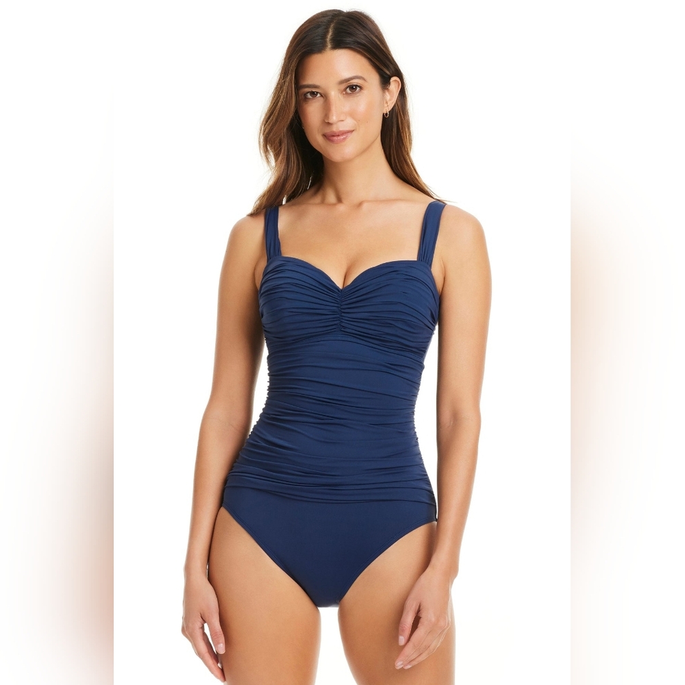 Rod Beattie Royal Blue Ruched Swimsuit 12